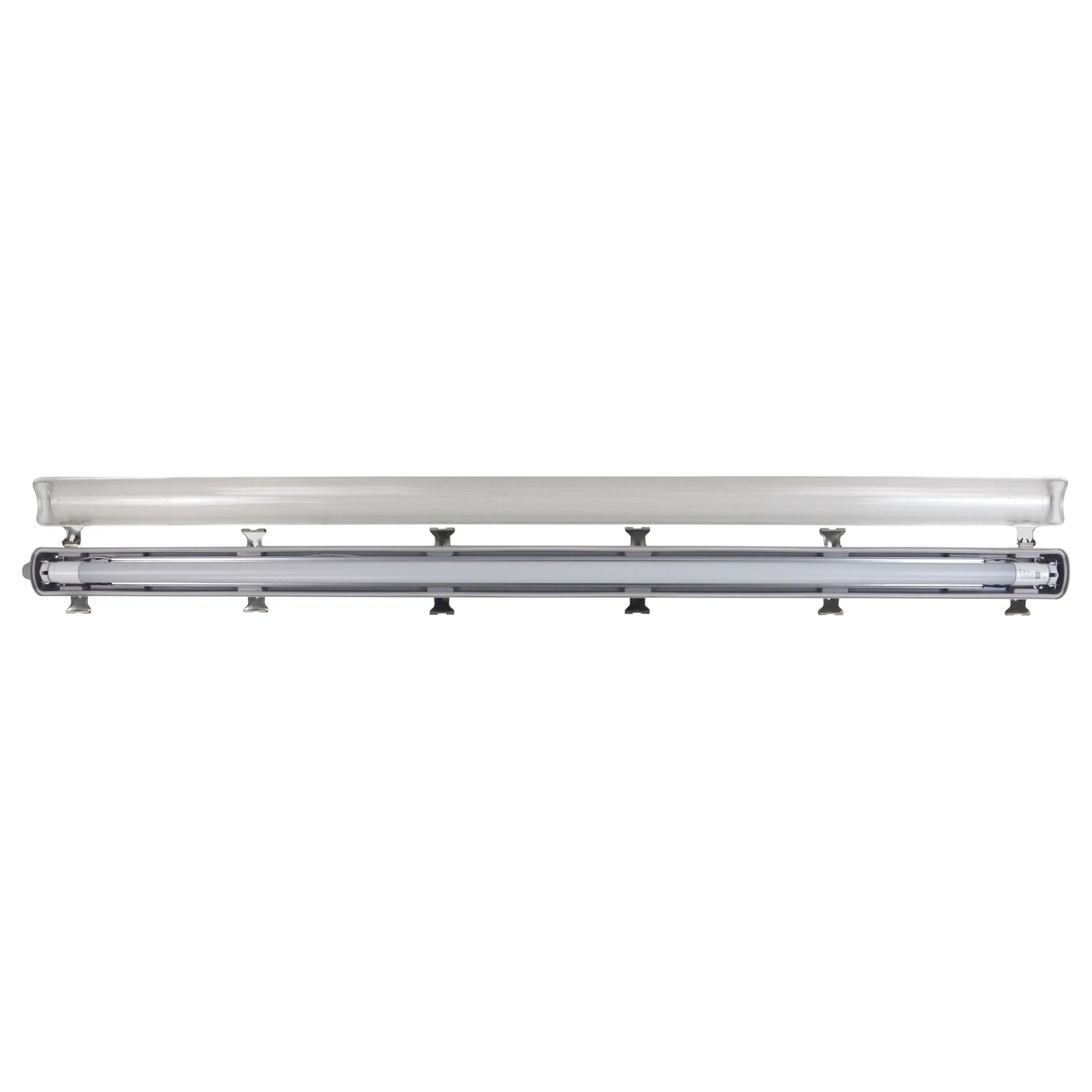 Graue E2 Elektro LED Feuchtraum-Wannenleuchte Classic-Power M 18W für den Einsatz in Feuchträumen.