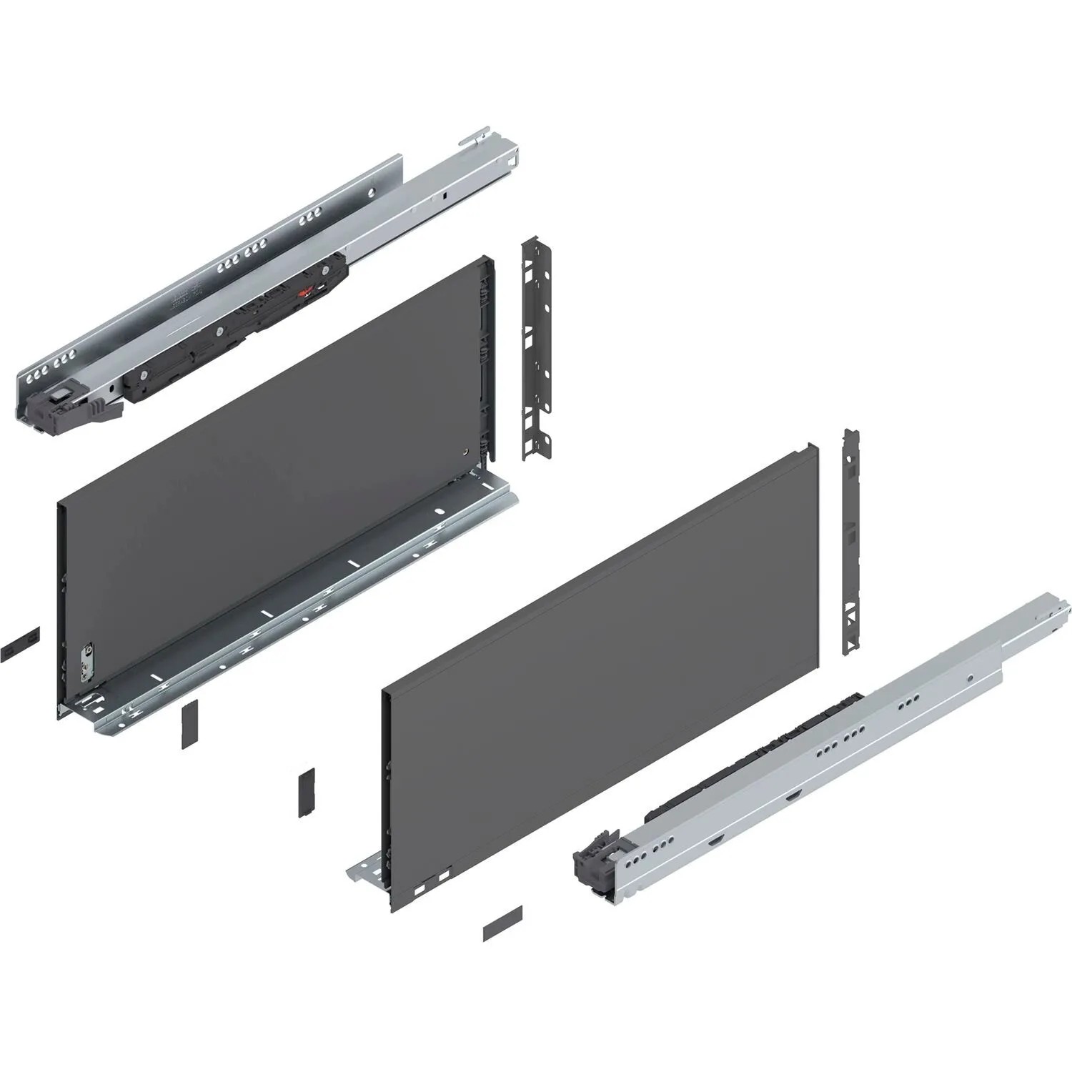 Blum Legrabox Pure Set Höhe F Tip-On Vollauszug 550 mm 70 kg Oriongrau 1 Paar