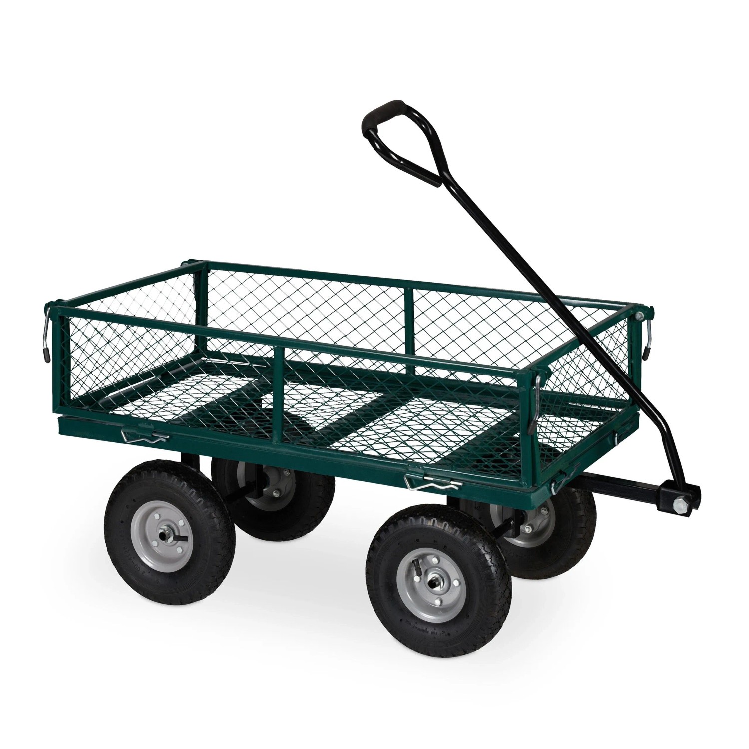 Relaxdays Handwagen Stahl Dunkelgrün Klappbar 50 cm x 50 cm x 110 cm 14,8 kg