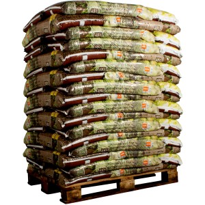 Palette OBI Pinienrinde fein, 51 Säcke à 45 l, zur Bodenverbesserung und Unkrauthemmung.