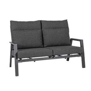 Bizzotto 2-Sitzer Lounge-Sofa Kledi, anthrazitfarben, mit verstellbarer Rückenlehne und Kissen.