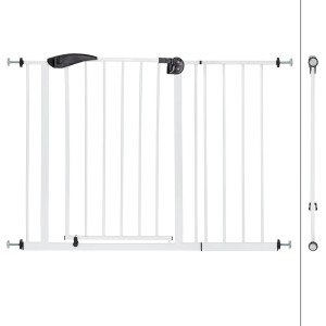 Weißes ECD Germany Türschutzgitter für Kinder und Haustiere, 105-115cm, ohne Bohren.