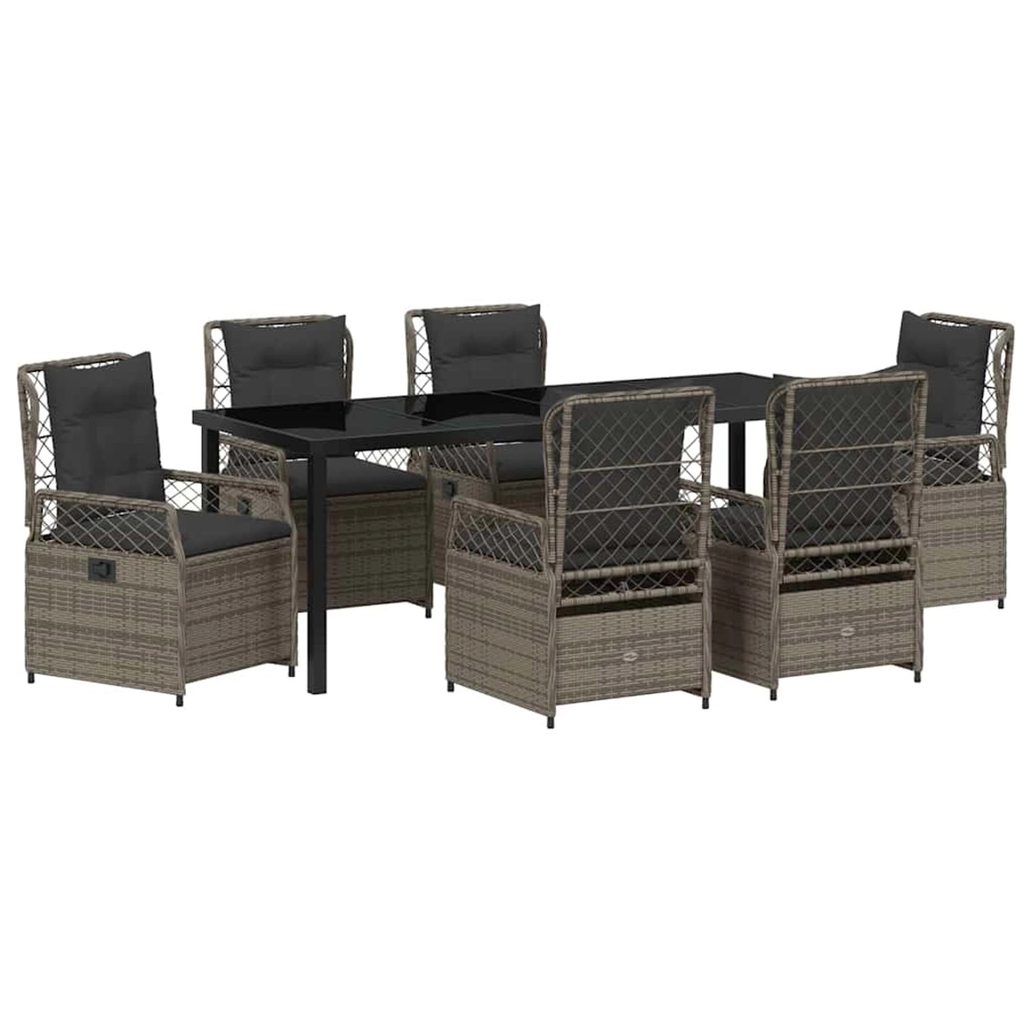 vidaXL Garten Essgruppe 7-Tlg Grau Poly Rattan 3380999 günstig online kaufen