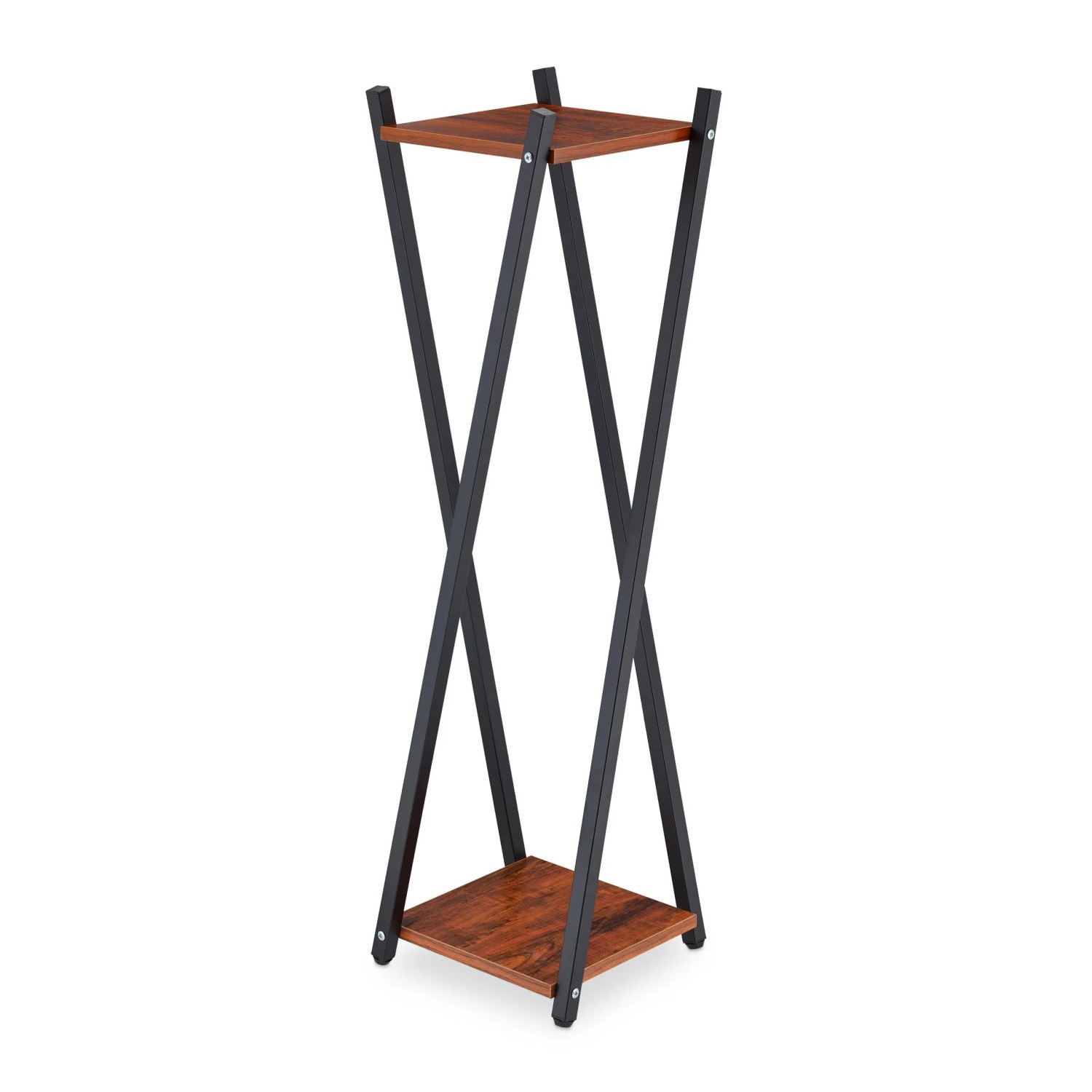 Relaxdays Blumenständer Stahl MDF Dunkelbraun 2 Ebenen 99 cm x 29 cm x 29 cm 3,1 kg