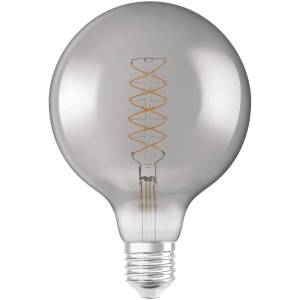 Osram LED-Leuchtmittel E27 Globeform, 7,8 W, smokey, dimmbar für Wohnbereiche.