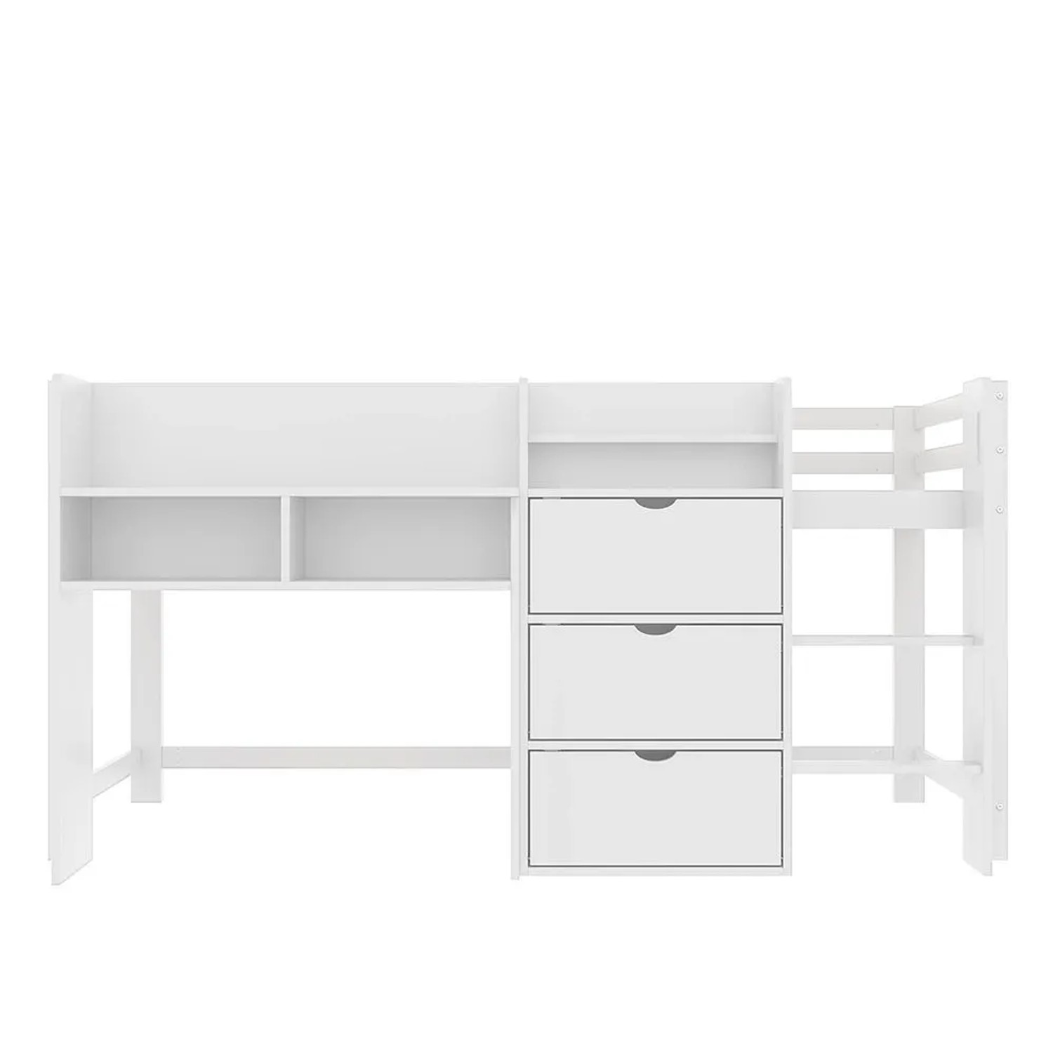 KOMHTOM 90 x 200 Cm Großes  Hausförmiges Hochbett Mit Stauraum  Tv-Ecke  Weiß  Matratze Nicht Im Lieferumfang Enthalten