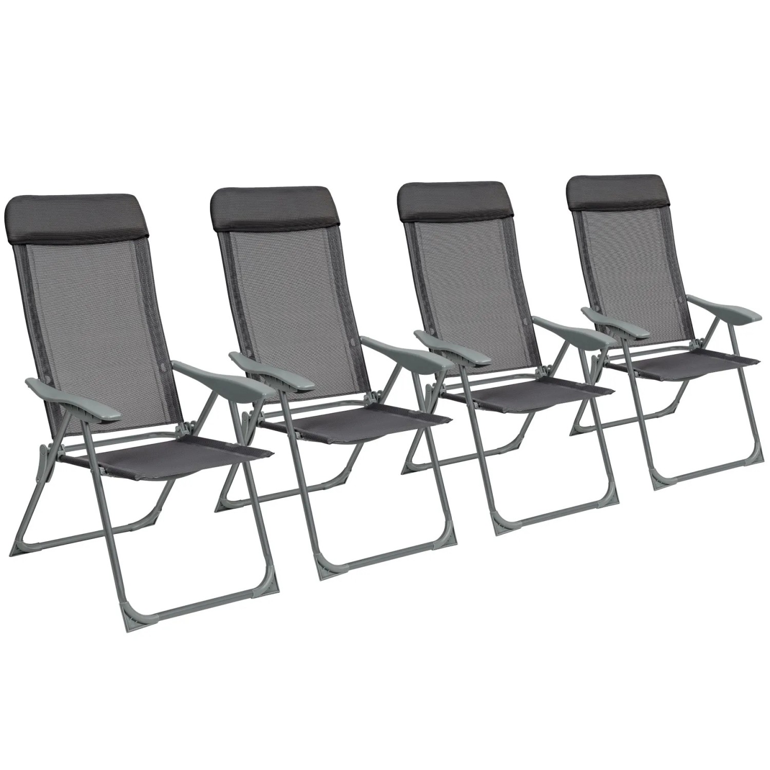 Tectake 4Er Set Aluminium Gartenstuhl Maurine Klappbar Wetterfest und Uv Beständig  73 x 59 x 110 cm Anthrazit