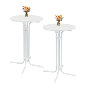 2er Set: Klappbare, weiße Stehtische von TRUTZHOLM, Ø 70 cm, ideal für Partys und Events.