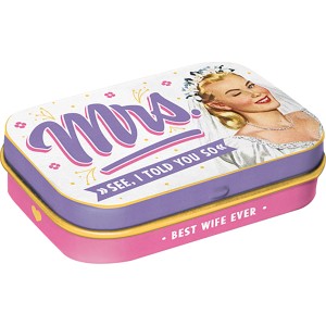 Nostalgic-Art Pillendose mit "Mrs. I Told You So" Motiv, ideales Geschenk.