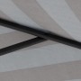 Detailaufnahme: Doppler Marktschirm MyZone, blau-grau gestreift, mit Kurbelmechanik.