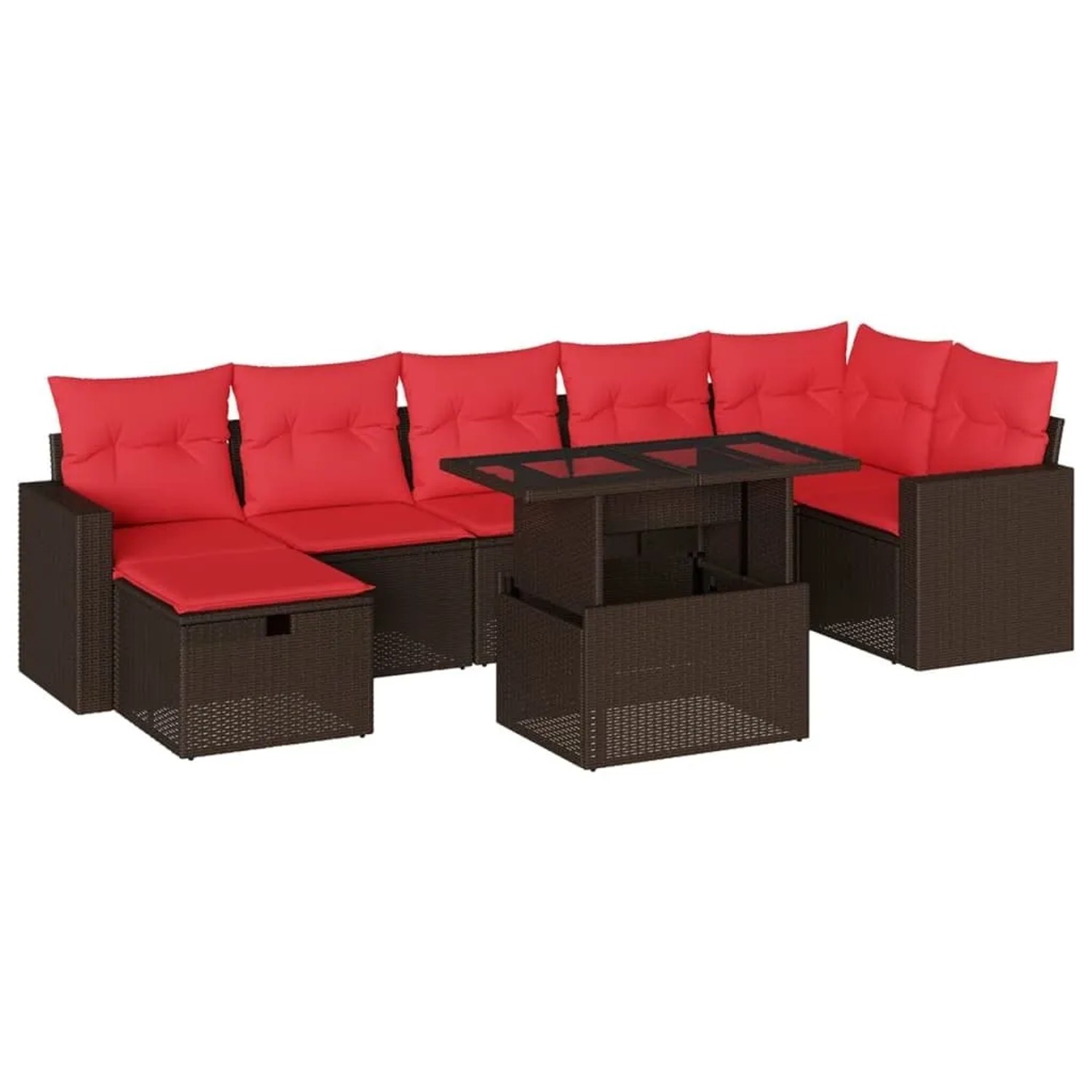 vidaXL 8-Tlg Gartensofa-Set mit Kissen Braun Polyrattan 3274834 günstig online kaufen
