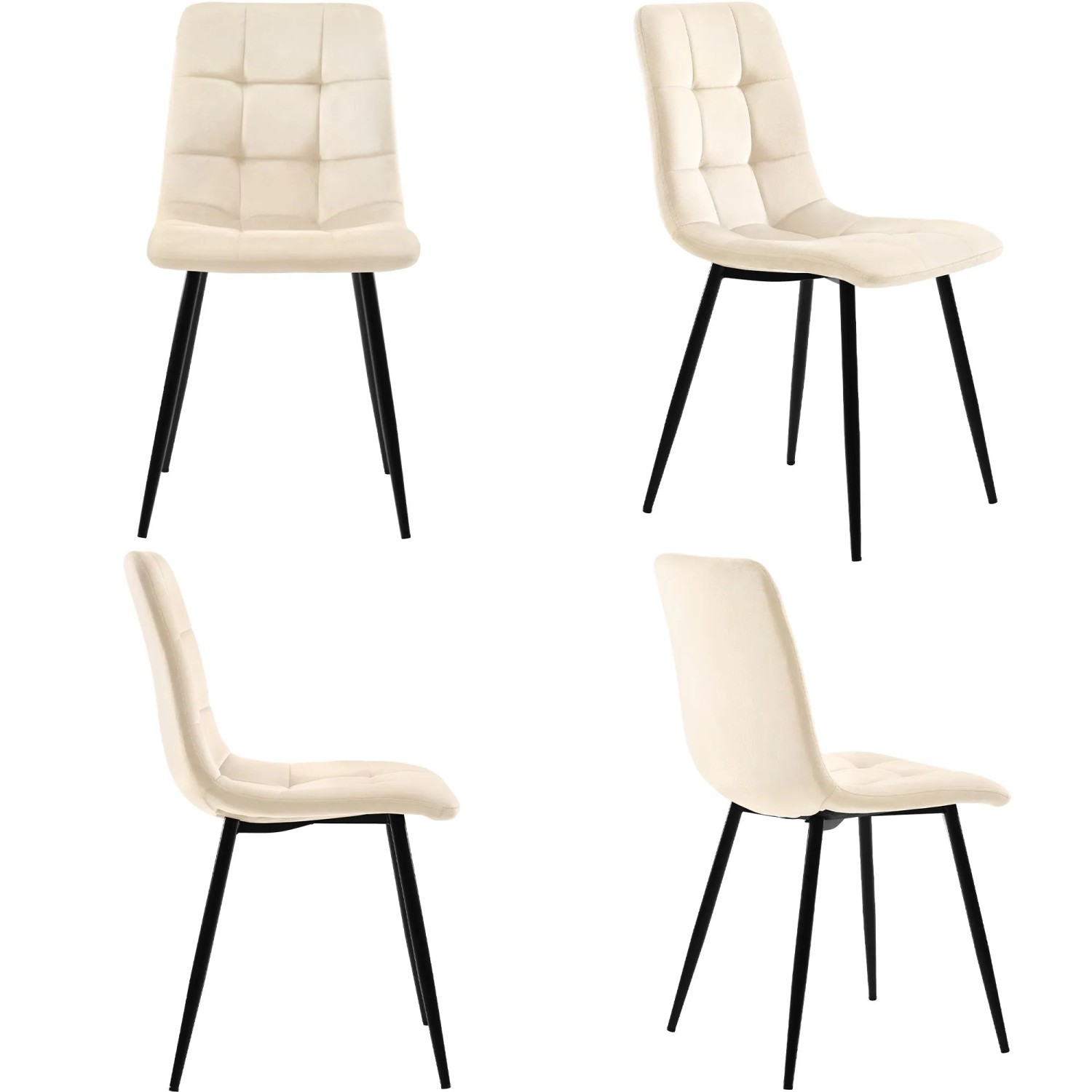 Merax Esszimmerstuhl 4Er Set Beige Samt Metallgestell