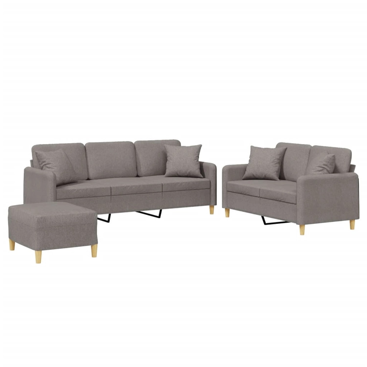 vidaXL 3-Tlg Sofagarnitur mit Kissen Taupe Stoff 3202149 günstig online kaufen