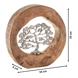 Kobolo Dekofigur Holzdeko Holzfigur VITALITY Holz Metall Silber