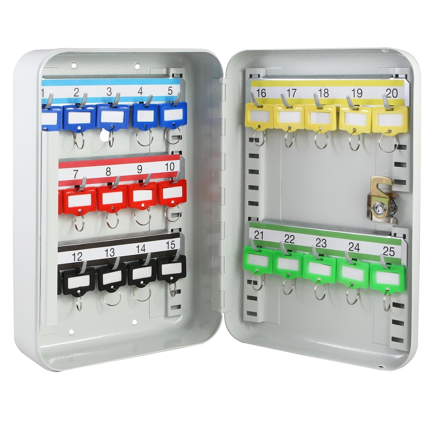 HMF 12525-07 Schlüsselkasten Abschließbar 25 Haken 25 x 17 x 7 cm Lichtgrau