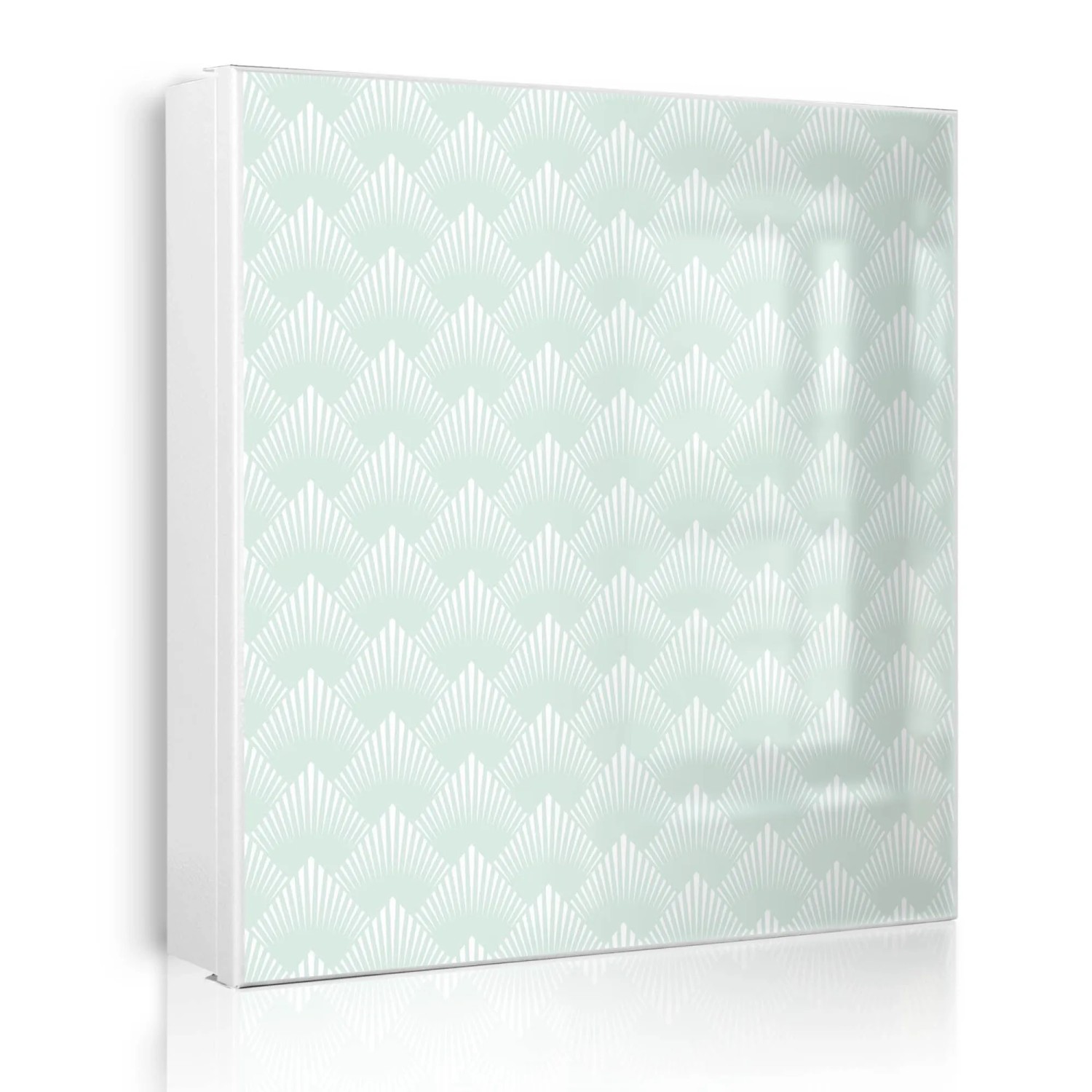 Banjado Großer Schlüsselkasten Metall 30x30cm Weiß Scharnier Links 50 Haken Beschreibbar Magnetisch Motiv Strahlen Mint