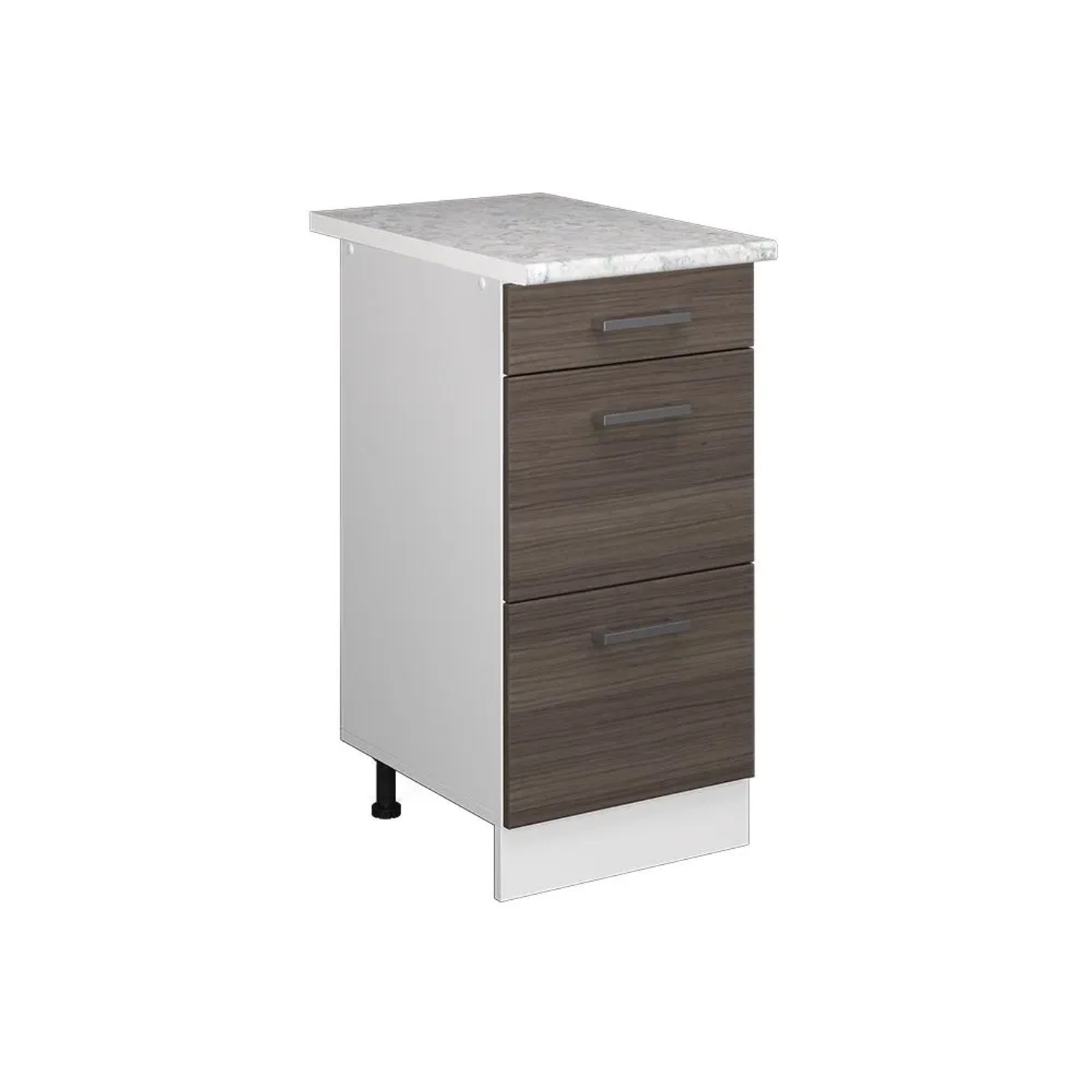 Vicco Küchenunterschrank R-Line Grau Weiß 40 cm mit Schubladen AP Marmor