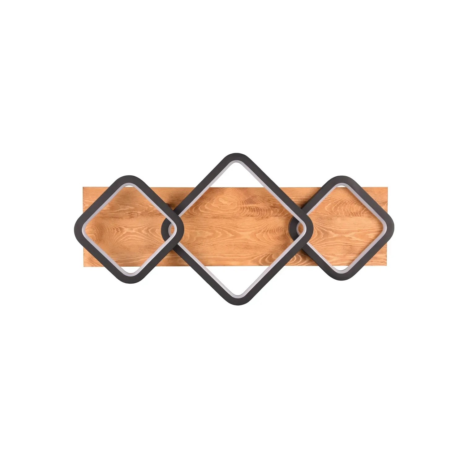Moderne Trio LED-Deckenleuchte Rama, schwarz matt, mit Holz-Optik. Ideal als Wohnraumleuchte.