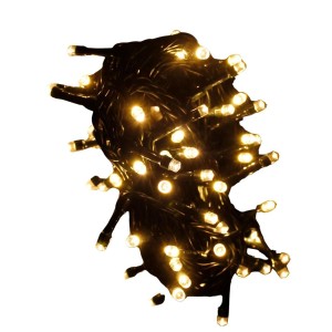 Lex 240er LED Lichterkette mit warmweißen Lichtern und grünem Kabel für Außen & Innen Deko.