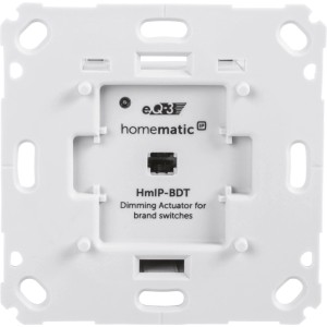 Weißer Homematic IP Dimmaktor für Markenschalter, Unterputz-Modul für Smart Home Hausautomation.