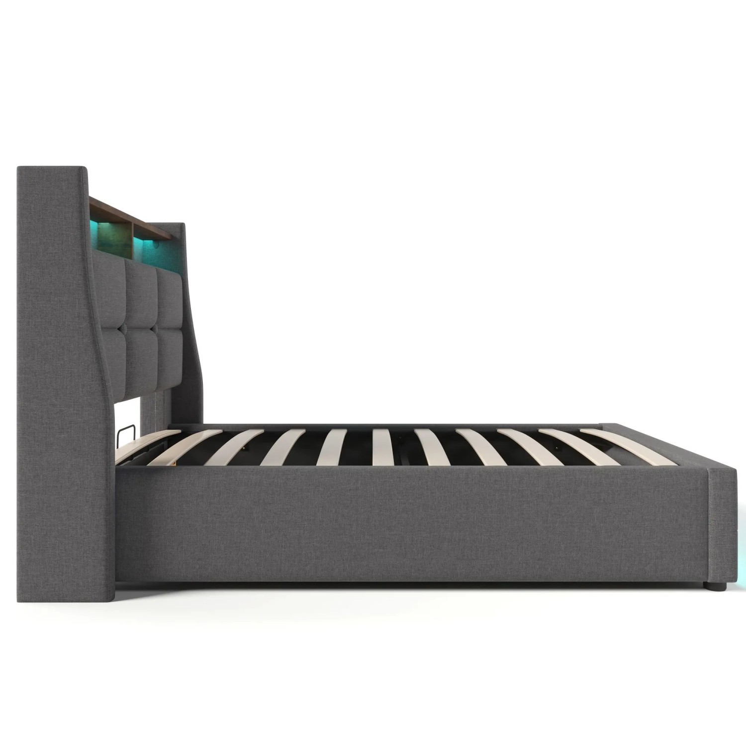 Merax Polsterbett 90 200 LED USB Jugendbett Leinen Beige