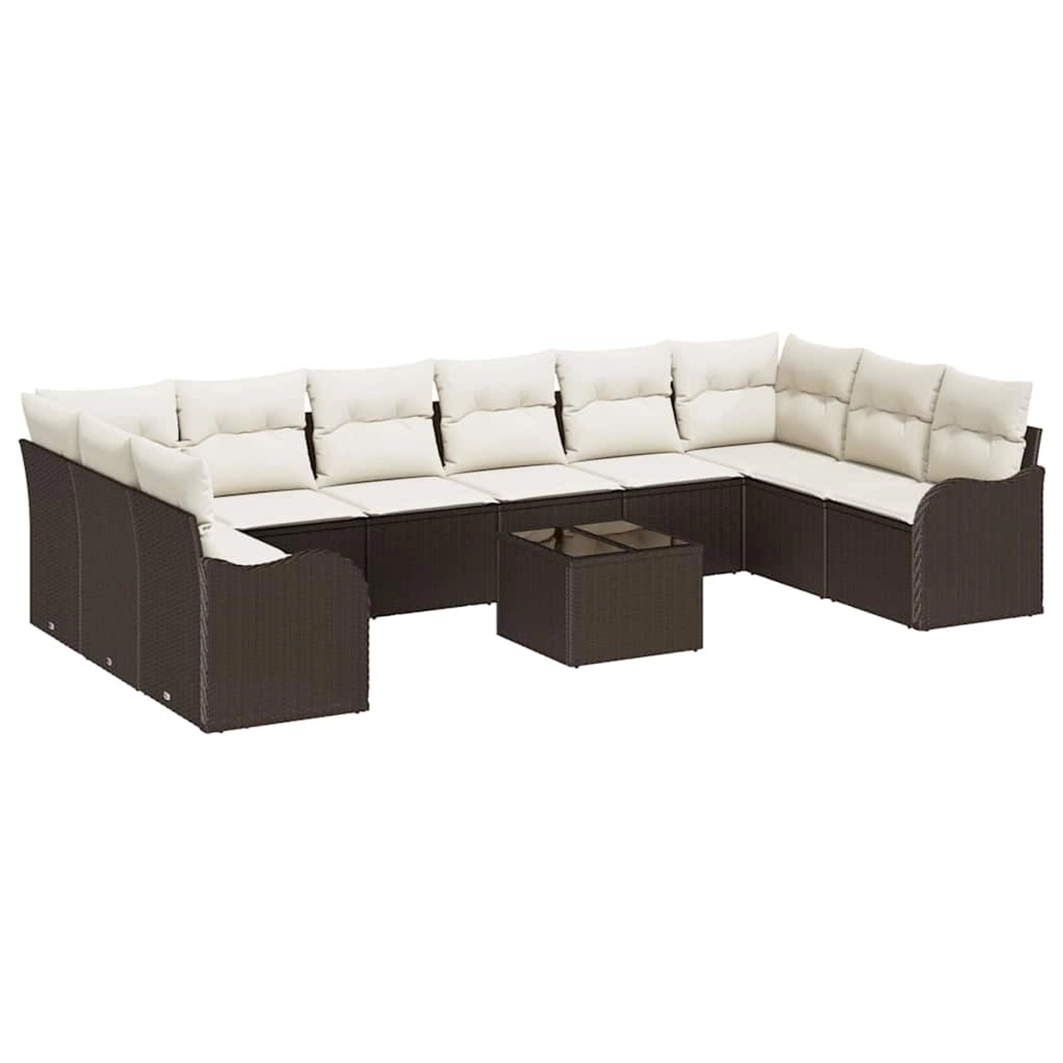 vidaXL Garten-Sofa-Set mit Kissen 11-Tlg Braun Poly Rattan 3345888 günstig online kaufen