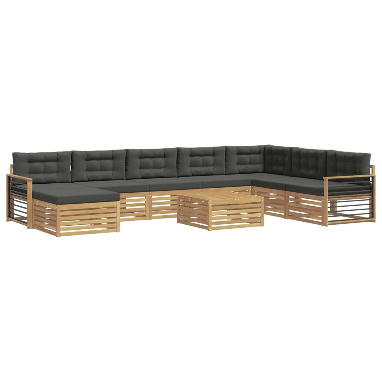 vidaXL Outdoor-Sofagarnitur 9-Tlg Weiß und Anthrazit Massivholz Akazie 3391017