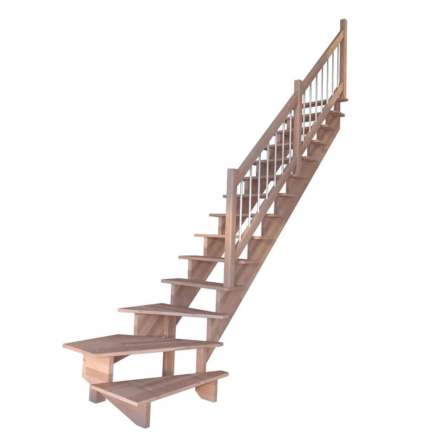 Treppe Lindos Buche Gewendelt L 100 cm Holz-Edelstahl-Geländer FSC® günstig online kaufen