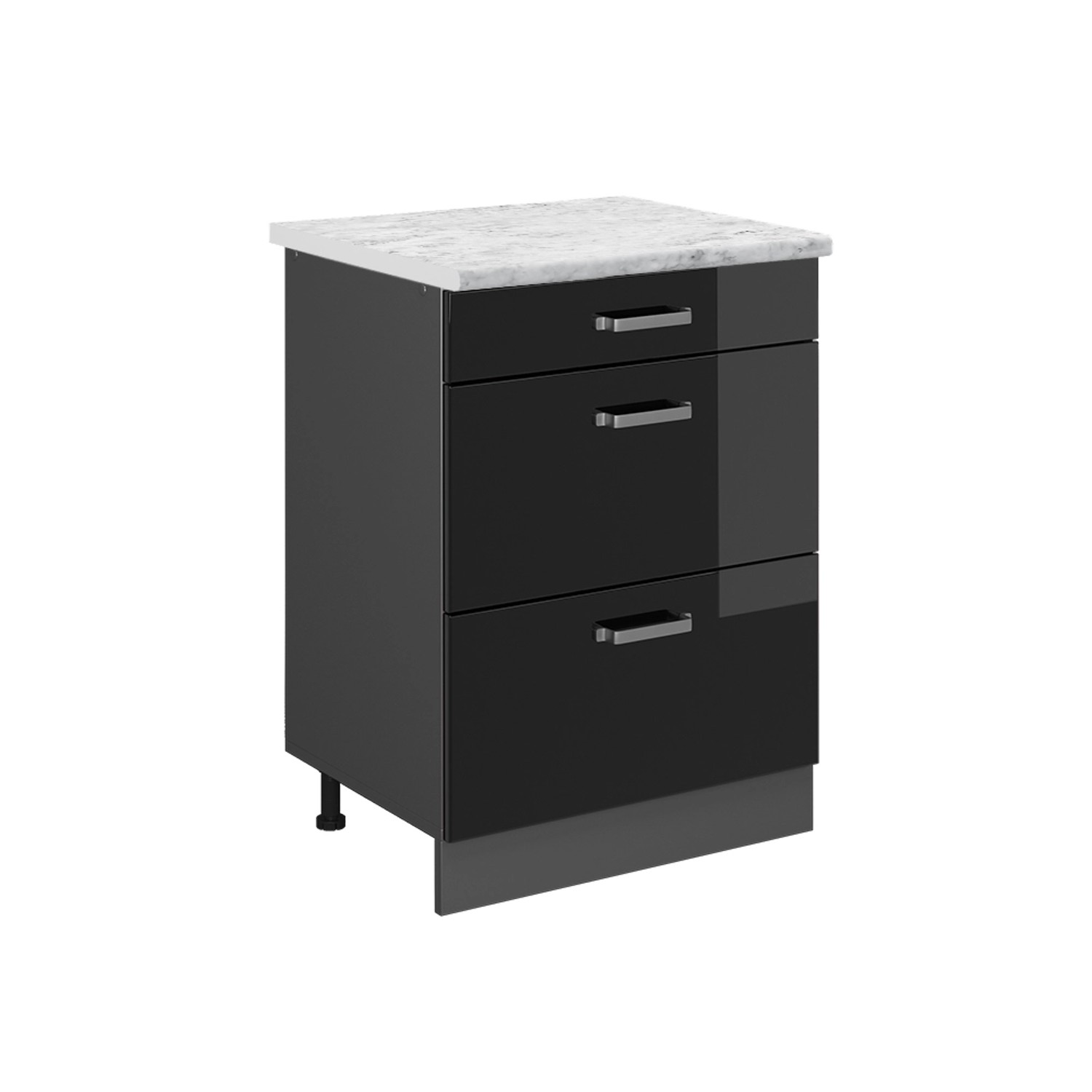 Vicco Schubladenschrank R-Line Schwarz Hochglanz 60 cm AP Marmor günstig online kaufen