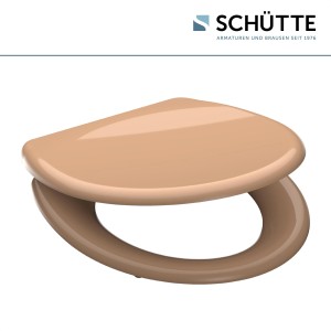 Schütte WC-Sitz Beige Duroplast mit Absenkautomatik und Schnellverschluss.