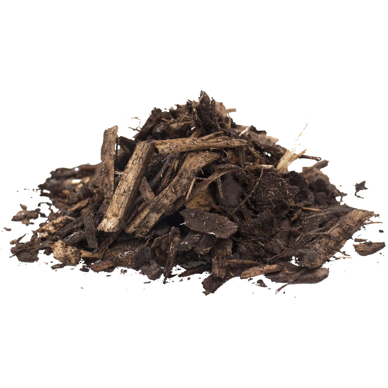 Haufen Floragard Universal Hochbeet Grundfüllung aus Rindenmulch und Holzfasern.