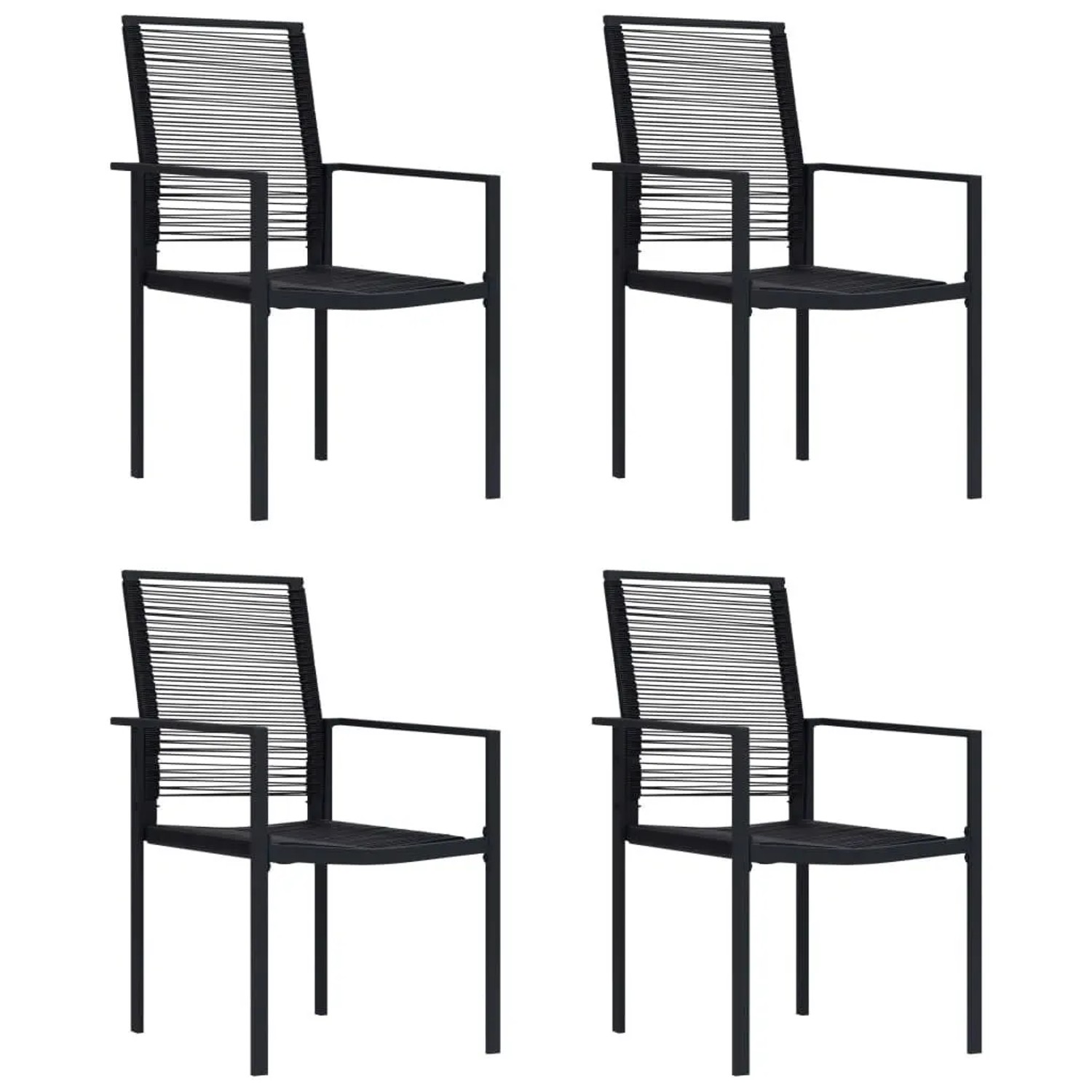 Furnicato Gartenstühle 4 Stk Pvc Rattan Schwarz