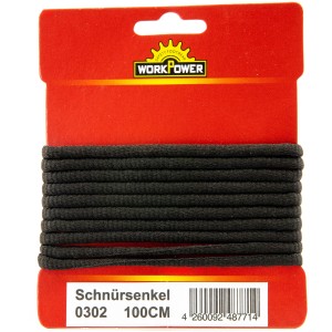 Schwarze Workpower Schnürsenkel, 100cm, für Arbeitsschuhe und Sicherheitsschuhe.