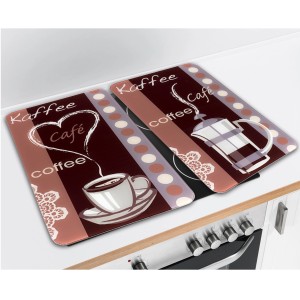 Wenko Herdabdeckplatten Kaffeeduft, 2er Set, mehrfarbig. Schutz für Glaskeramik-, Elektro- und Gasherde.