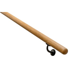 Treba Handlauf-Set H28, 150 cm, Eiche lackiert mit schwarzer Halterung.