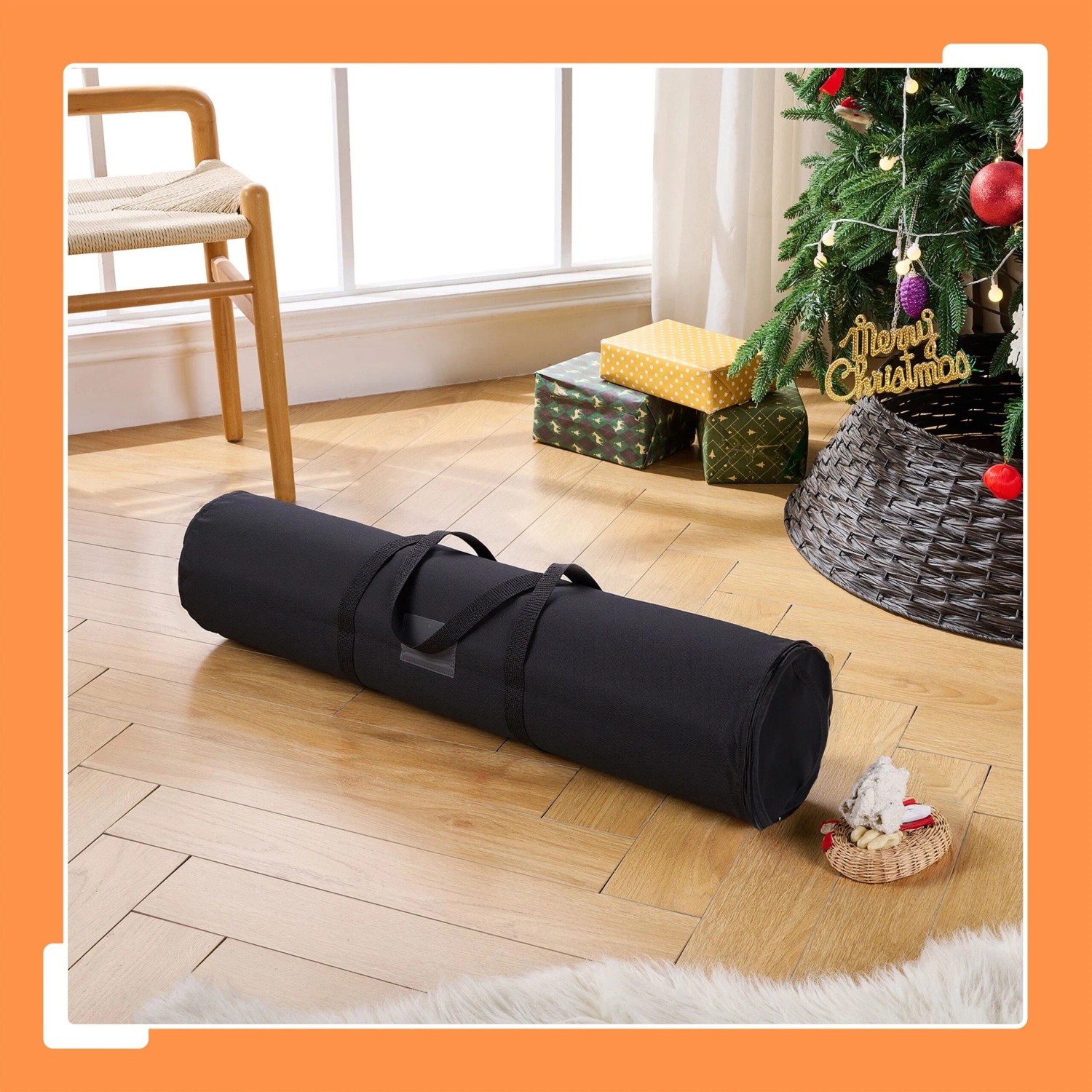 Relaxdays Geschenkpapier Aufbewahrung 2er Set Polyester Schwarz Mit Etikettenfach Reißverschluss 79 cm x 22 cm 0,55 kg_2