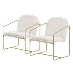 2er Set beige ML-Design Relaxsessel mit goldenem Gestell. Loungesessel für Wohnzimmer.