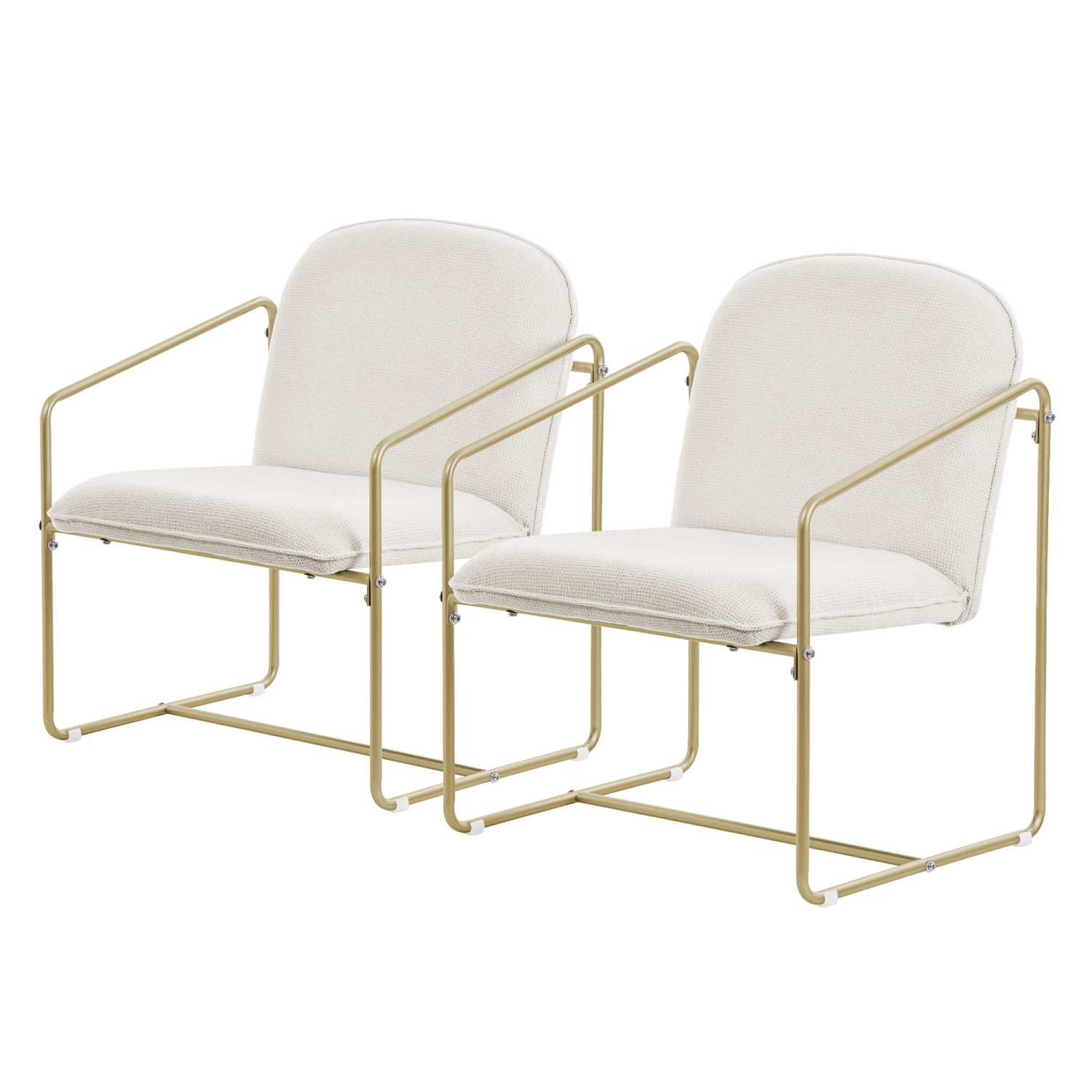 ML-Design 2Er Set Beige Relaxsessel mit Weichem Bezug Golden Gestell günstig online kaufen