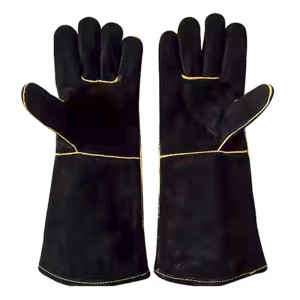 Sannover Grillhandschuhe Schwarzem Leder Hitzebeständig Kamin-Handschuhe