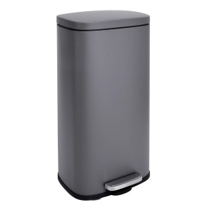 Grauer Svita TQ30 Mülleimer mit Treteimer-Funktion und Softclose-Deckel.
