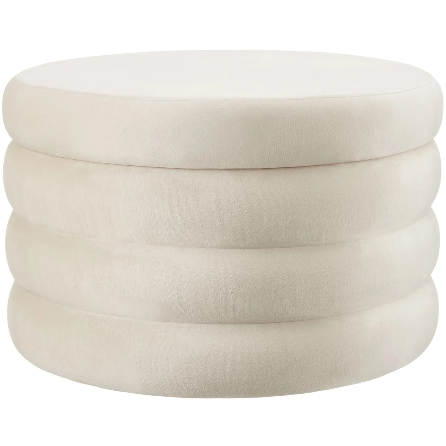 Tectake Sitzhocker Mit Stauraum Altu xl Rund 67 x 42 cm  67 x 67 x 42 cm Samtoptik Creme Weiß