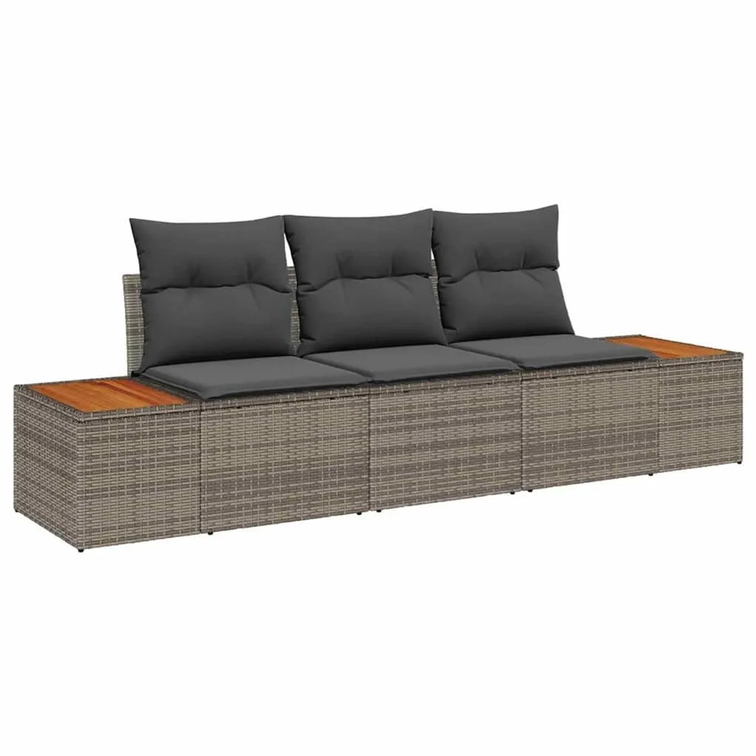 Thumbnail - vidaXL Garten-Sofa-Set mit Kissen mit Speicher 3-Tlg Grau Poly Rattan 3356684