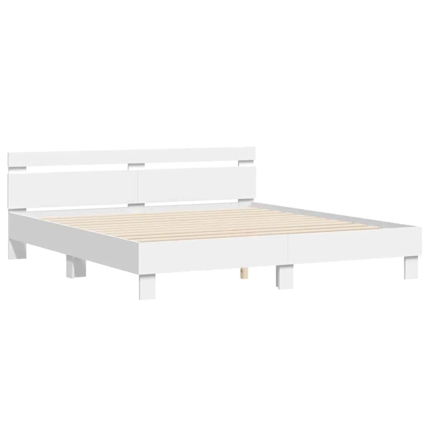 vidaXL Bettrahmen mit LED mit Kopfteil Weiß 193 x 203 cm Holzwerkstoff 3402853
