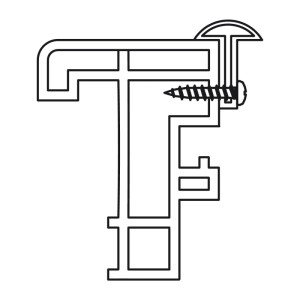 Sfs Spt 14 Beschlagschraube 4,3x20 mm mit Halbrundkopf, PH 2 Antrieb, aus Stahl, montiert in Kunststoffprofil.