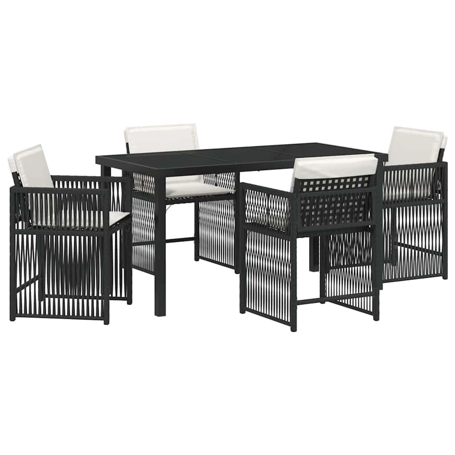 vidaXL Garten Essgruppe 5-Tlg Schwarz Poly Rattan 3380770
