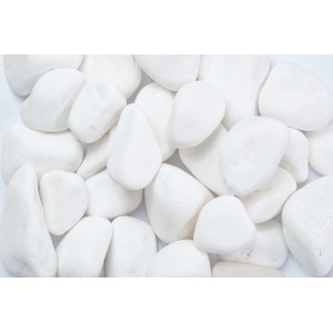 Weiße Marmor Zierkiesel (50-80mm) im PE-Sack. Ideal für Garten, Beet und Deko.