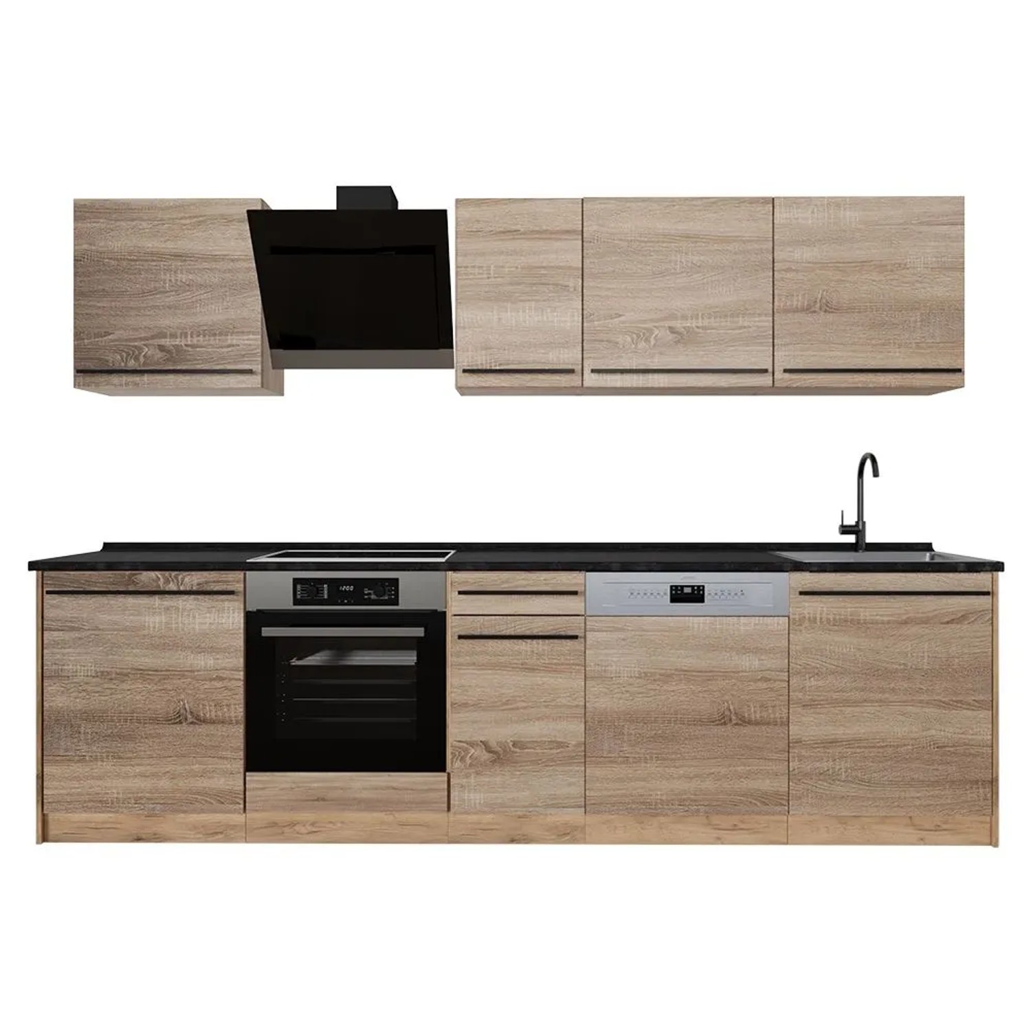 Vicco Küchenzeile R-Line Sonoma/Goldkraft Eiche 280 x 207 Arbeitsplatte Anthrazit Art Nr 67173