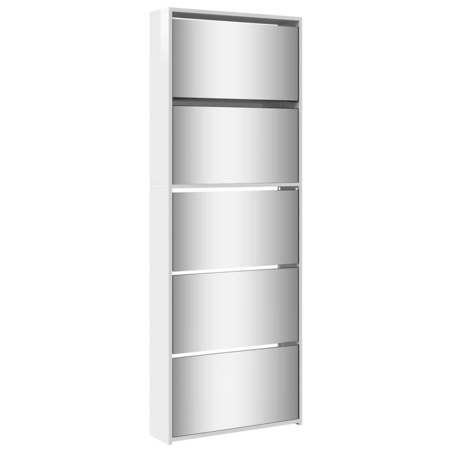 vidaXL Schuhschrank mit Spiegel 5 Fächer Hochglanz-Weiß 63x17x169,5 cm 3228 günstig online kaufen