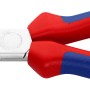 Knipex Flachrundzange, verchromt, 200mm, mit rot-blauen Griffen und Schneide.