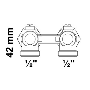 Kirchhoff Hahnblock 90° vernickelt, 3/4 Eurokonus x 24,2 mm (3/4 IG) für Klemmfittings.